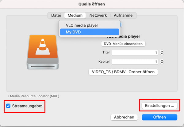 Mac-Streamausgabe einstellen