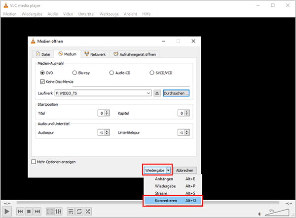 VLC konvertieren klicken