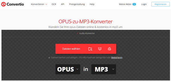 Convertio OPUS to MP3 Converter