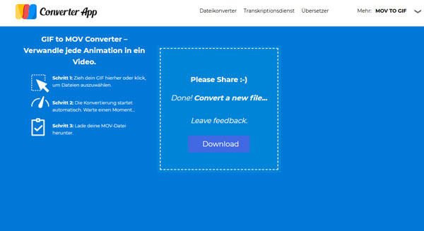 GIF in MOV umwandeln mit Converter App