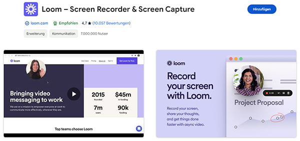 Loom Chrome-Erweiterung hinzufügen
