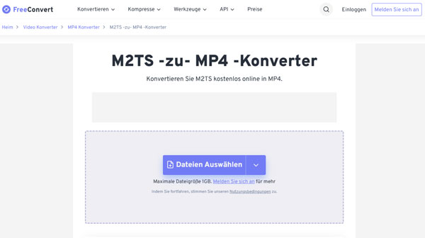 M2TS zu MP4 mit FreeConvert konvertieren