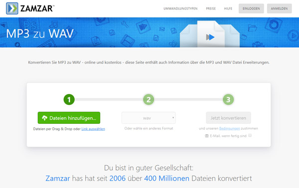 wav datei mp3 umwandeln online