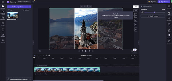 Querformat Video in Hochformat mit Clipchamp umwandeln