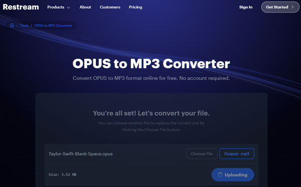Restream OPUS to MP3 Converter