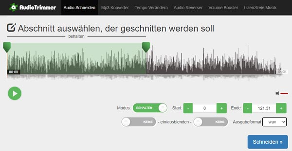 WAV mit AudioTrimmer schneiden