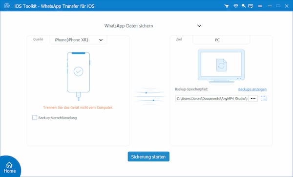 iPhone zur Datensicherung verbinden